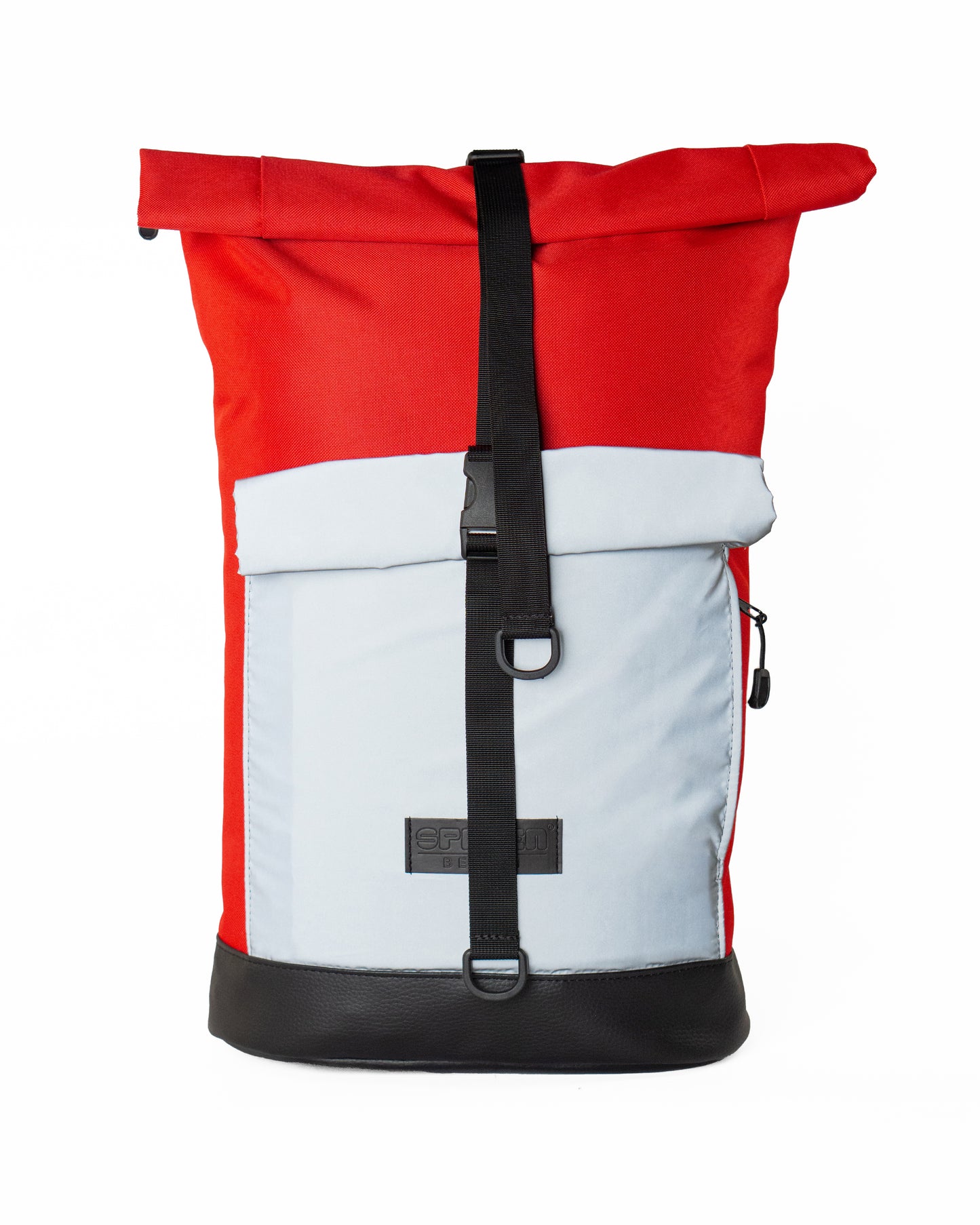 Reflektierender Fahrradrucksack und Rucksack in einem Bob Red Glow – Rolltop-Rucksack in Rot, urban und wasserabweisend von Spleen Berlin
© Spleen Berlin