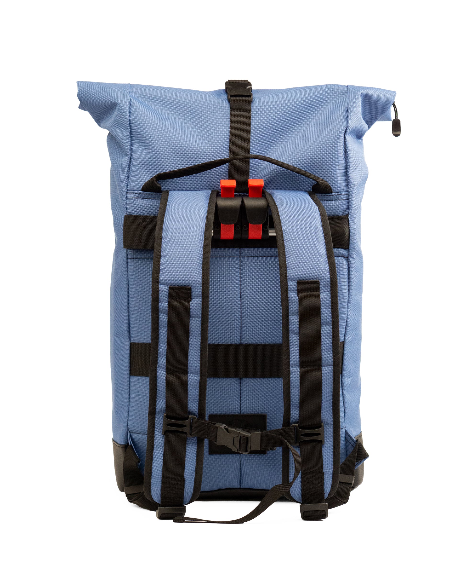 Rucksack Bob Ice Blue Glow – gepolsterte Schultergurte, reflektierender Fahrradrucksack mit Gepäckträger-Halterung. © Spleen Berlin