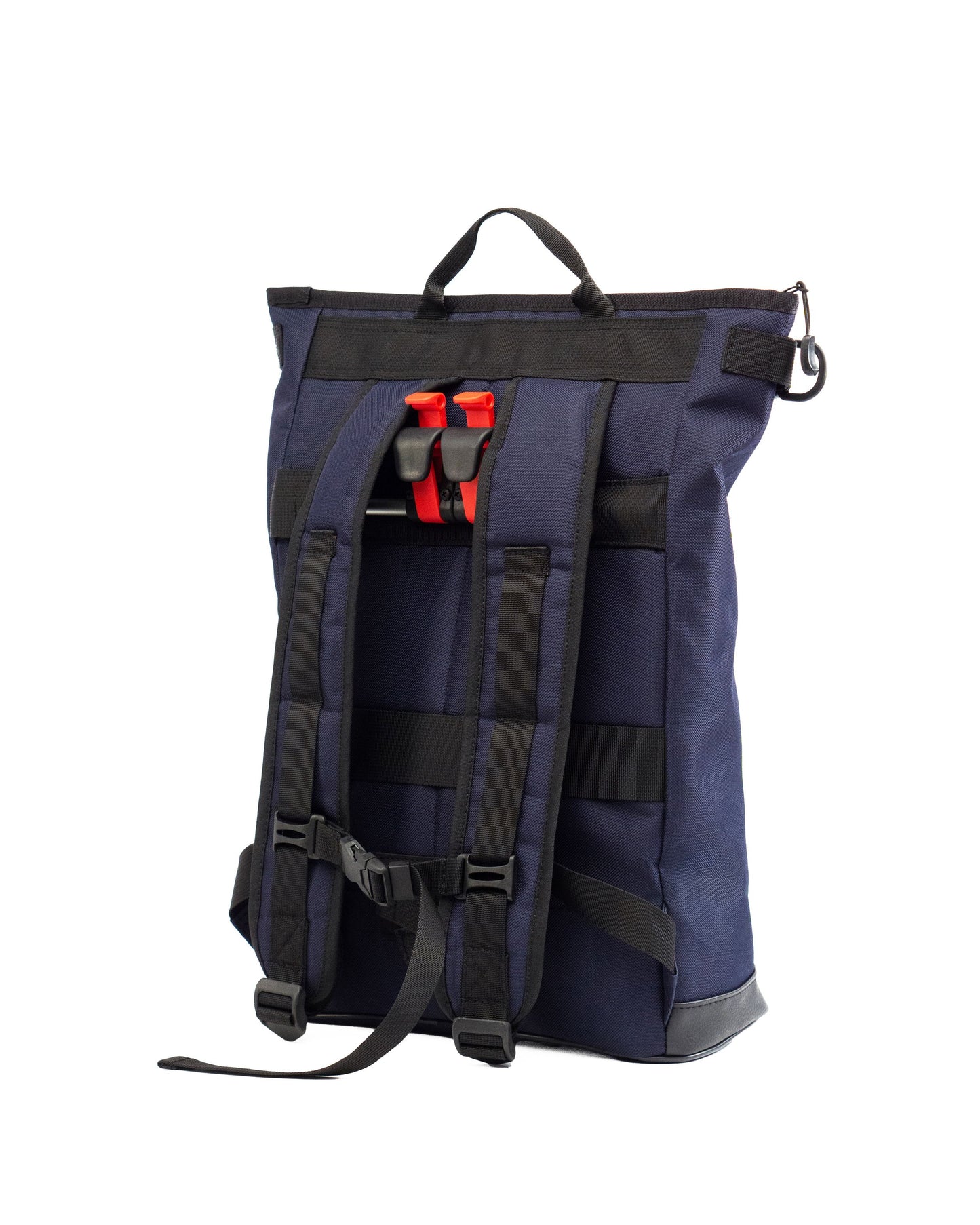 Veganer Rucksack Liz Small Blue mit integrierter Gepäckträgerhalterung – für Citybikes geeignet