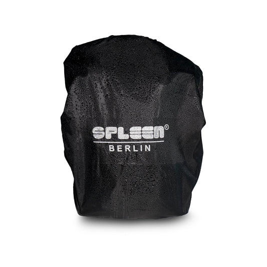 Regenponcho in Schwarz mit Kapuze für Radfahrer – unisex, vegan und nachhaltig produziert.