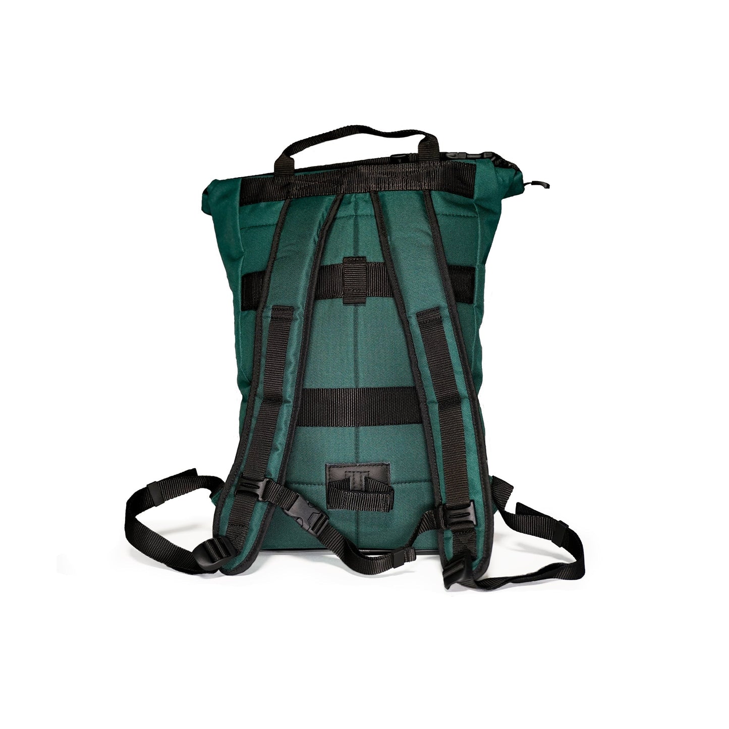 Liz Rucksack  in British Green, Rückenansicht ohne Fahrradhalterung klarer Look mit gepolsterten, verstellbaren Schulterträgern für hohen Tragekomfort. ©Spleen Berlin