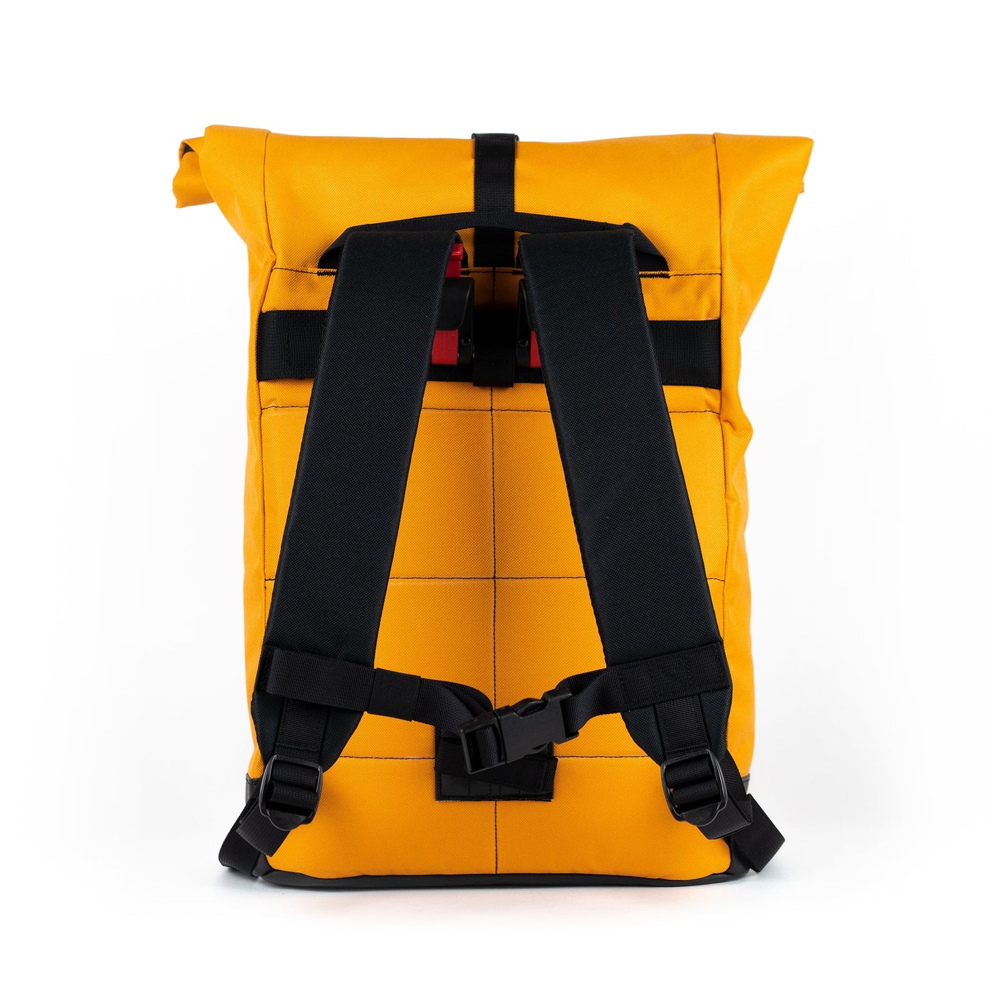 Bob - Sunrise Rückenansicht mit montierter Fahrradhalterung. Gepolsterte, verstellbare Träger und komfortabler Sitz. Perfekt für den urbanen Alltag auf dem Rad. ©Spleen Berlin