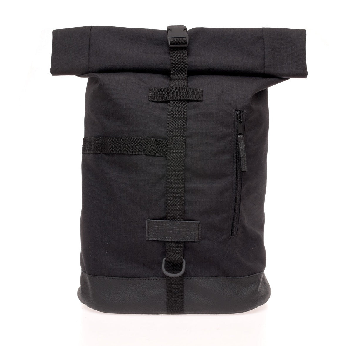 Spleen Berlin Rucksack Fixie - Black Vorderansicht, vielseitiger Fahrradrucksack und Fahrradtasche in einem, handgefertigt in Europa Ideal für urbane Mobilität mit Stil. ©Spleen Berlin